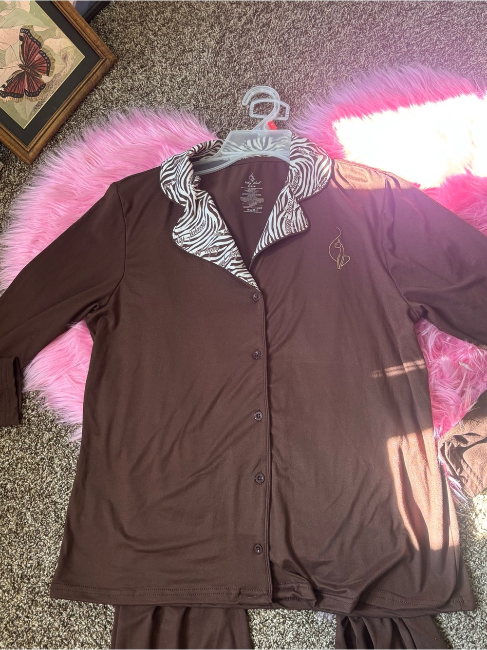 Baby Phat Brown Zebra Print 2 Piece Pajama Set Women’s Medium NWT